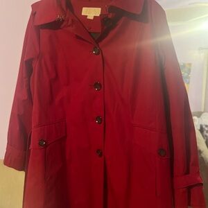 Michael Kors Red Trench Coat with Button Front